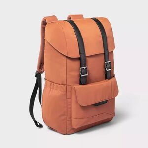 Open Story Fitted Flap Backpack, Amber Brown